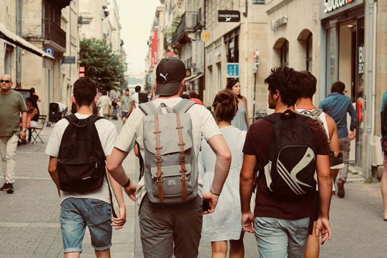 Teen, boys, backpacks